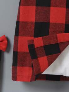 2pcs Tween Boy Valentine's Day Outfit - Red & Black Plaid Short Sleeve Shirt + Shorts/Trousers, Elegant & Suitable For Daily Wear, School, Outings, Valentine's Day - Red - View 8