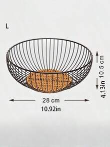 1个编织铁艺果蔬篮，客厅/卧室零食/糖果收纳篮，浴室/卧室化妆品收纳篮，厨房/客厅/卧室装饰篮 - 黑色 - 查看 4