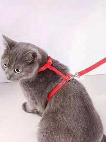 1pc Cat Harness And Leash, H-Style Cat Walk Strap Chest Collar For Pet Cat - Multicolor - View 7