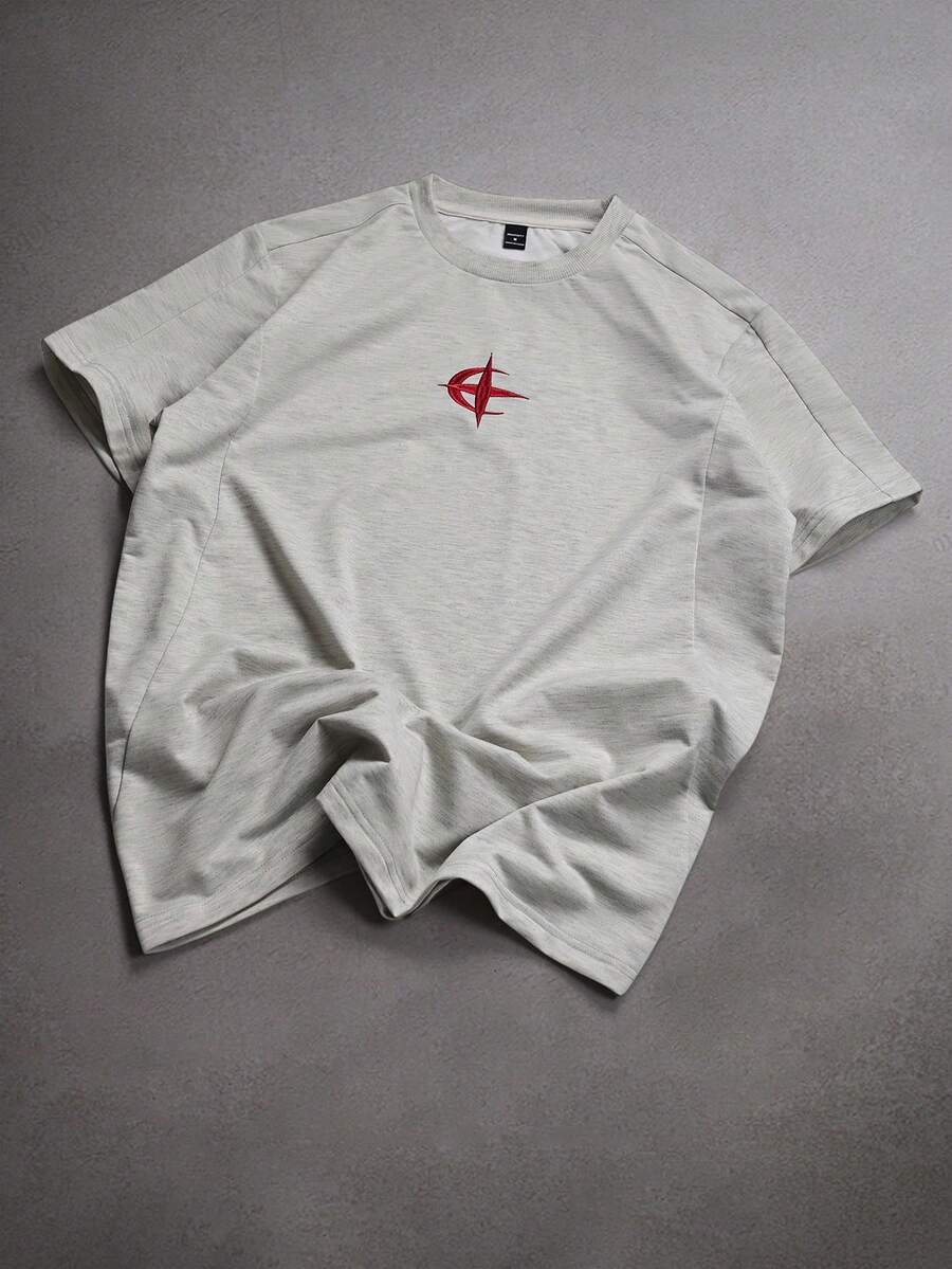 STYNVO Beige Men's Casual Short Sleeve Round Neck T-Shirt In Knitted Fabric With Regular Length And Tropical Pattern - Beige - View 1