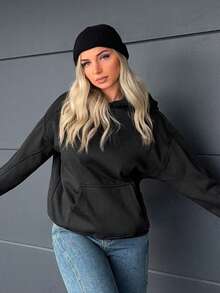 Jeta Ari Logo Text Graphic Spring Patch Oversized Hoodie Relaxed Sweatshirt Hoodie Back To School Autumn Winter Cosy Fall Christmas Cute Casual Everyday Y2K Streetwear Capsule Wardrobe Tracksuit Black - Black - View 4