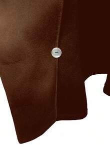 Pariaura 优雅独特的插肩宽松翻领双排扣尼龙夹克，秋冬 - 棕色 - 查看 7