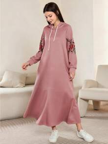 Modelyn 花卉刺绣时尚插肩袖长袖女式连衣裙，春秋季 - 彩色 - 查看 3