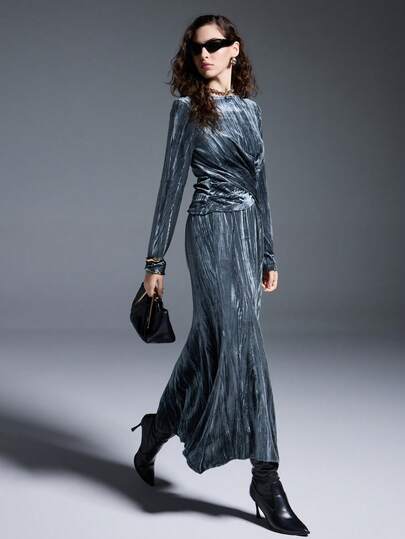 MYSTAURA Women's Round Neck Raglan Sleeve Elegant 2 Pieces Set