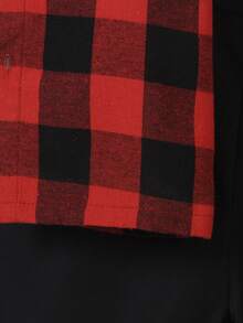 2pcs Tween Boy Valentine's Day Outfit - Red & Black Plaid Short Sleeve Shirt + Shorts/Trousers, Elegant & Suitable For Daily Wear, School, Outings, Valentine's Day - Red - View 7