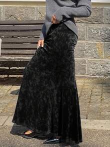 Livesso Robe élégante et décontractée en velours noir avec taille ajustée, convenant pour le Nouvel An, Noël, mariage, fête, banquet, jupe sirène