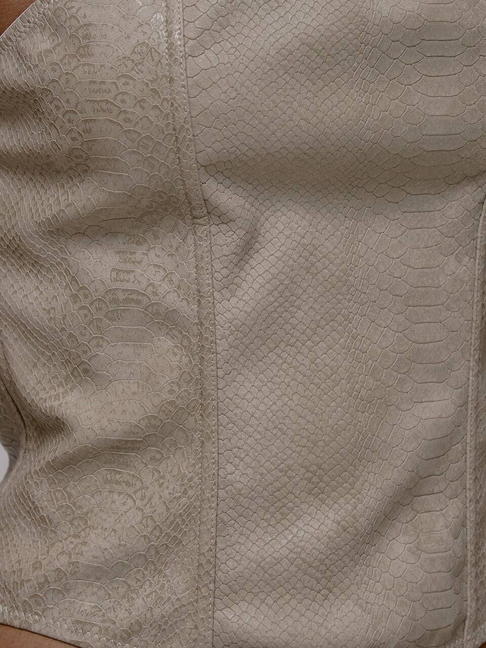 Top Corset com Zíper em Couro PU Animal, Estilo Streetwear Cool Girl Y2K, Casual para o Dia a Dia, Sépia, Verão, Primavera, Outono, Festival e Feriado