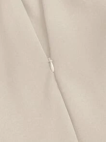 SHEIN Unity Women's Casual Straight Leg Suit Pants Apricot Long Plain Fabric With Zipper - Apricot - View 4