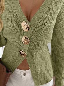 Easowa New Autumn Casual Dropped Shoulder Cinched Waist Elegant Cardigan For Women - Green - View 8