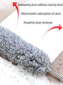 Stainless Steel Pole Retractable Duster With Extra Long Pole, Bendable Head And Long Handle Duster For Cleaning Ceiling Fans, High Ceilings, Blinds, Furniture And Cars - Grey - View 5
