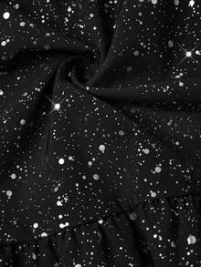 EMERY ROSE Sequin Polka Dot Casual Minimalist Plus Size Shirt, Suitable For New Year Party,Spring/Summer/Vacation - Black - View 3