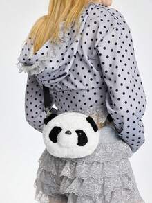 ROMWE Cute Cartoon Panda Fashion Mini Crossbody Bag, Fashion Accessories Travel Wallet, Christmas Birthday Gift, Animal Toy Crossbody Bag, Lightweight Coin Purse Cell Phone Bag, Kawaii Multi-Purpose Doll Bag, Kids, Boys, Girls - Black and White - View 4