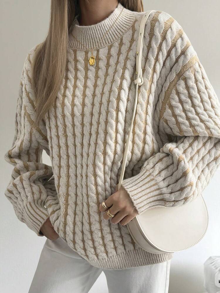 Women's Casual Colorblock Striped Sweater, Autumn/Winter