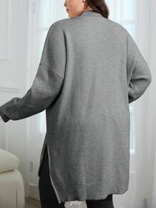 EURMUSE ÁO LEN VAI XẺO CỠ LỚN, ĐẸP MẮT, CỠ NGOÀI, CÓ VAI XẺO, CHO MÙA ĐÔNG - Màu xám đen - Xem 2