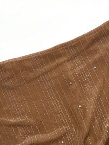 Ellevyn 女式无袖褶皱印花网眼针织连衣裙，夏季 - 卡其色 - 查看 9