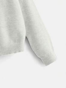 EURMUSE Women's Casual Solid Color Boat Neck Dropped Shoulder Sweater, Autumn/Winter - 奶油色 - 查看 4