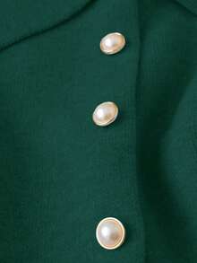Franclia Elegant Metallic Starfish Button Cardigan With Oversized Collar, Waist Cinching Design, Flattering Fit - Inspired By European Fashion Blogger Styles - Dark Green - View 3