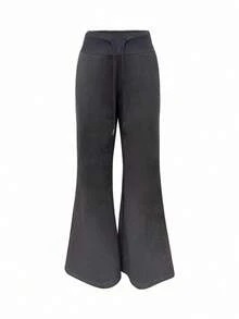 INAWLY B302: American Style Grey Suede Flared Pants - Dark Grey - View 3
