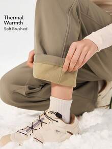 OutZeal 女士防水保暖内衬多口袋灰色户外裤，适合秋冬季露营徒步 - 灰卡其色 - 查看 3