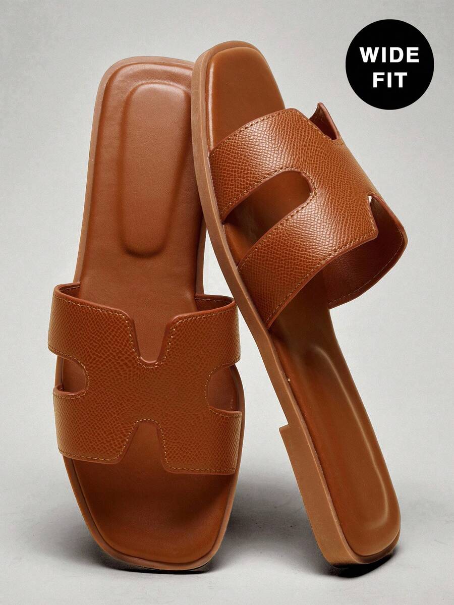 SHUZIA Women's Wide-Fit Comfy Everyday Summer Vacation Casual Flat Sandals For Christmas - Camel - View 1