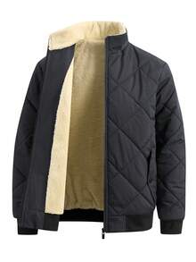 Manfinity Homme Plus Size Men's Warm Casual Long Sleeve Pullover Jacket, Versatile For Winter - Dark Grey - View 6