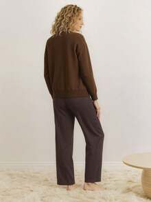 MOTF PREMIUM EAVA 女士毛衣外套复古休闲通勤宽松针织开衫适合秋冬季，街头潮流女性，老钱风格女性 - 查看 2