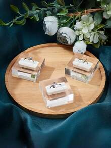 Clear Square Acrylic Ring Display Stand Holder | Jewelry Organizer For Craft Shows, DIY Photo Props, Retail Showcase | Valentine Gift - Transparent white velvet - View 5
