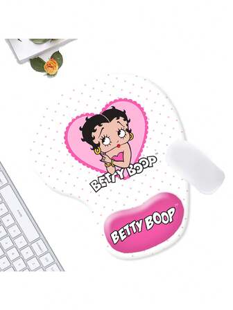 Betty Boop | ROMWE Tappetino per mouse con poggiapolsi spesso, antiscivolo, resistente all'acqua, con motivo a pois e cartoni animati