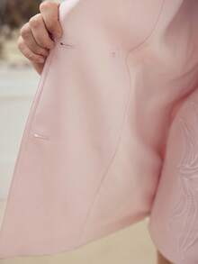 MOTF PREMIUM WOMEN'S CONTRAST LACE SHORT TRENCH COAT, AUTUMN/WINTER - Dusty Pink - View 7