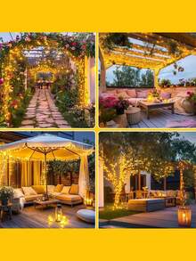 1Pc 20/50/100/200Leds Solar String Lights Outdoor, Green Wire Solar Christmas Lights, 8 Modes Twinkle Fairy Lights Suitable For Stage Lighting Xmas Tree Garden Wedding Decoration Outdoor Camping, Lights Outdoor For Garden Tree Patio Party Christmas Courtyard(Purple/Warm White/White/Multicolor) - Multicolor - View 4