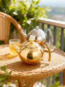 1pc Stainless Steel Tea Kettle With Filter - Induction Cooker Compatible - Silvery/Golden Finish - Perfect For Coffee And Tea Lovers - Hotel Quality - Drinkware And Tea Accessories - Multicolor - View 7