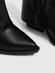 Daringsoles 女士时尚黑色尖头修身过膝长靴 - 黑色 - 查看 6