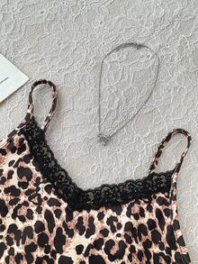 Tween Girl Stylish Leopard Print Lace Y2K Ballerina Camisole
