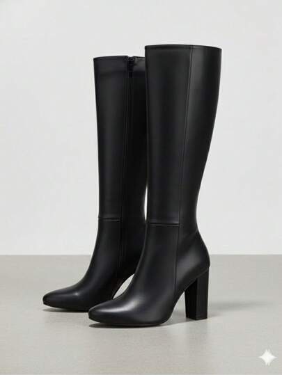 Botas de mujer botas altas calzado estilo guay clamour clasico básico botas de tacón cono para mujer todas las temporadas del año calzado para dama de lujo sexy material premium casual botas con suela antideslizante acojinadas botas altas media  pierna para fiestas  festivales trabajo colegio botines botas largas casuales botas womens boots shoes Willows1