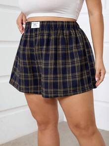 SHEIN CURVE+ Quần short mini kẻ caro thường ngày dành cho nữ mùa hè/2026/năm mới - Nhiều màu - Xem 5