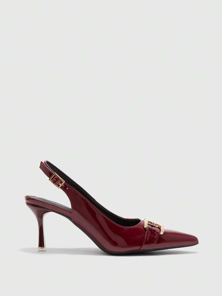 CUCCOO BIZCHIC Women's Elegant Pointed Toe Metal Decor Pumps, Suitable For Commuting For Christmas