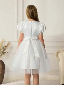 少女奢华小众高端公主裙，女主人钢琴花童婚礼礼服 - 白色 - 查看 2