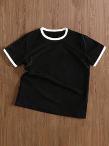 TOKVUE Men's Contrast Trim Round Neck Short Sleeve Simple T-Shirt, Casual Everyday Wear - Multicolor - View 3
