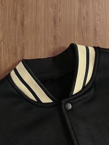 TOKVUE Giacca varsity senza cappuccio, vestibilità morbida, con grafica a lettere e blocchi di colore sulle spalle, per l'autunno, da uomo