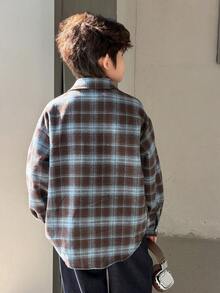 Dazy Kids 大码男童宽松休闲格子衬衫，秋季款