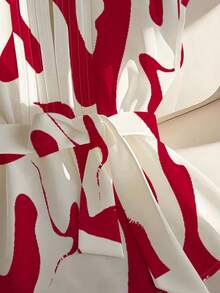 Franclia 黑色 & 白色褶领优雅系带办公衬衫 - 彩色 - 查看 3