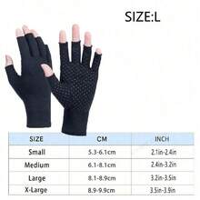 压缩手套，缓解手部风湿、腕管疼痛，男女通用防滑黑色骑行工作手套，带粘点，适合骑行、摩托车和滑雪，黑色手套 - 彩色 - 查看 9
