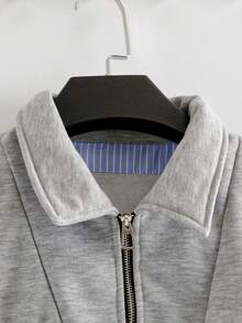 INAWLY Áo nỉ thường ngày in họa tiết ngựa sọc cổ tay dành cho nữ - Xám - Xem 6