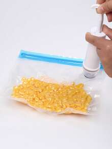 5 件/1 件可重复使用的真空食品储存袋，配有手动泵、密封夹，设计便携式便利店、美食场所，适用于餐厅和厨房，帮助您享用更新鲜的食物。 - 透明 - 查看 2