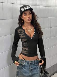 StreetHx Women's Fashionable Casual Sports Navy Blue Printed Sweatshirt - Multicolor - View 6