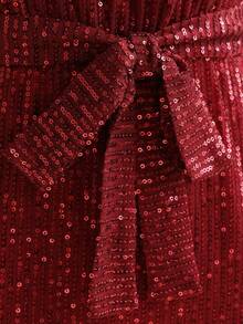 Balvessa 亮片伞裙式系腰长袖连衣裙，秋季女装