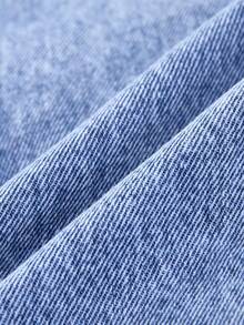 Sparklyn 少女Y2K风格浅色水洗牛仔多口袋直筒宽松裤，面料柔软舒适，百搭实用，适合户外活动、节日庆典、派对等场合，当季新品上市。 - 中等水洗藍 - 查看 6