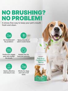PETSIN Xịt thơm miệng cho chó và mèo - 2,03 fl oz, hương kem, khử mùi hôi miệng nhanh chóng, chăm sóc răng miệng không cần đánh răng cho hơi thở thơm mát - màu xanh lá - Xem 5