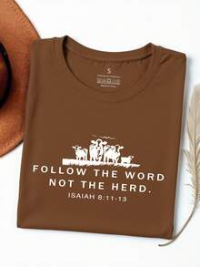 EMERY ROSE T-shirt femme à manches courtes, Top décontracté simple pour femmes - Marron - Voir 1