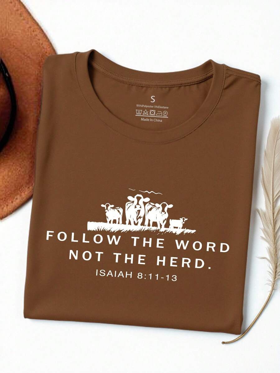 EMERY ROSE T-shirt femme à manches courtes, Top décontracté simple pour femmes - Marron - Voir 1